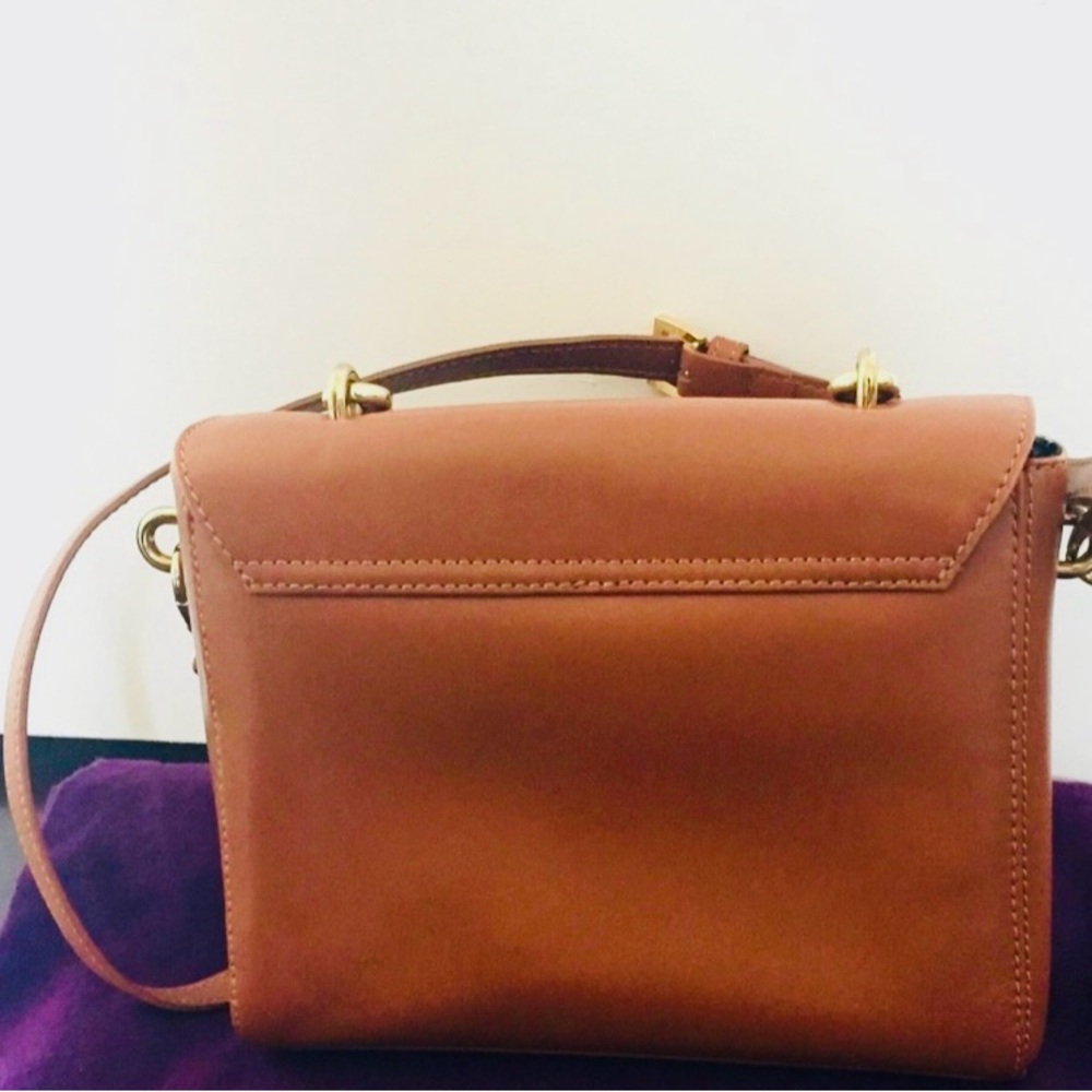 Ted Baker London Saddle Asar Leather Metal Bow Crossbody, Light Brown, Rare EUC - Picture 3 of 7